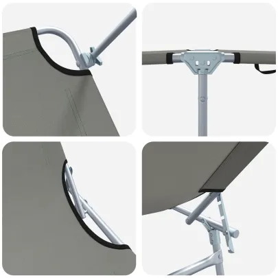 Set 2 Șezlonguri Pliabile cu Copertină Gri - Livrare Gratuită