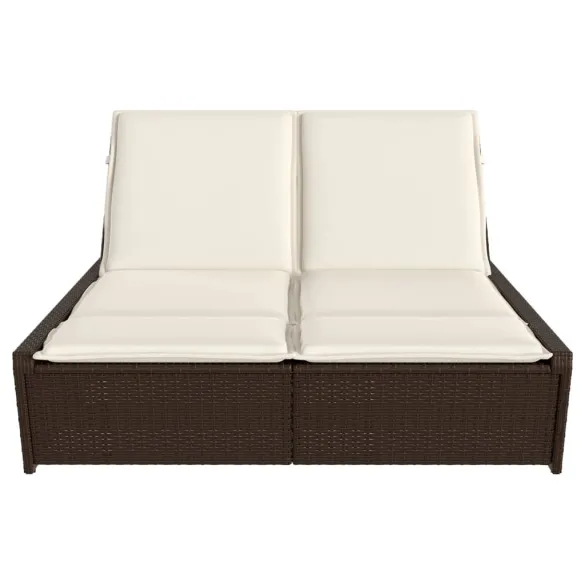 Șezlong Dublu cu Perne - Poliratan Maro - Livrare Gratuită