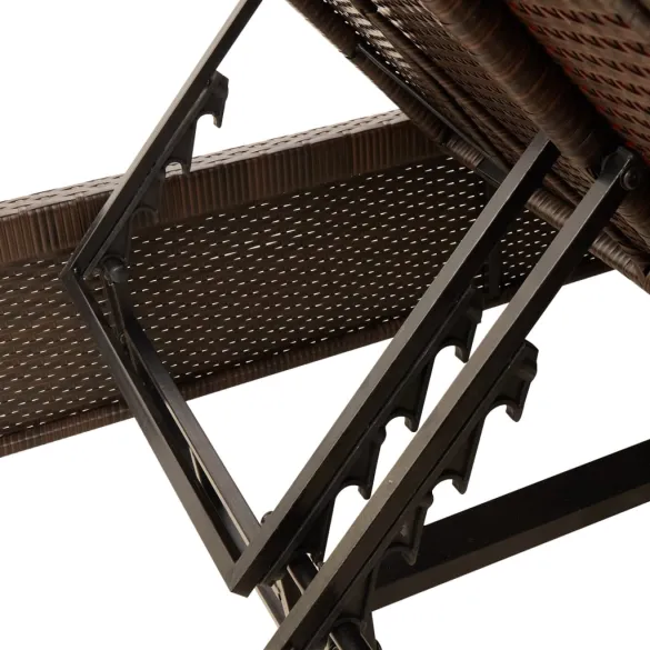 Șezlong Dublu cu Perne - Poliratan Maro - Livrare Gratuită