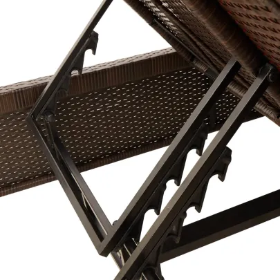 Șezlong Dublu cu Perne - Poliratan Maro - Livrare Gratuită