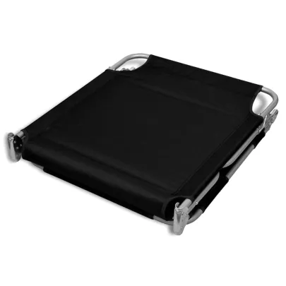 Șezlong Pliabil cu Pernă și Spătar Reglabil - Negru