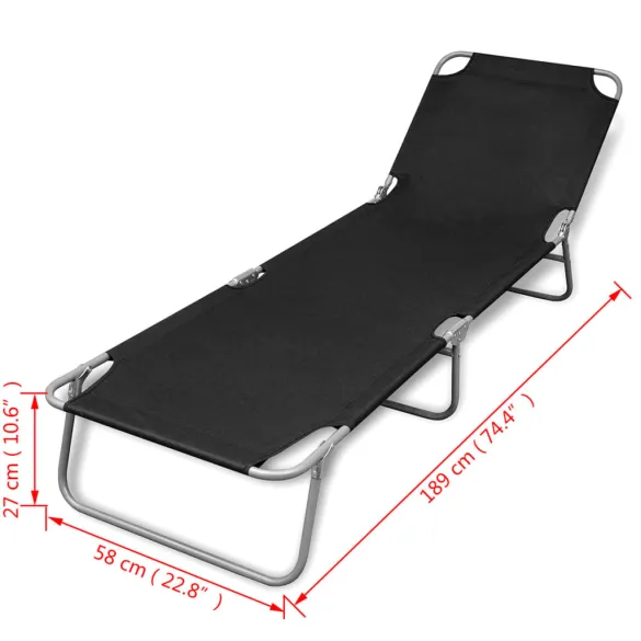 Șezlong Pliabil Negru - Oțel Rezistent - Livrare Gratuită Șezlong Pliabil Negru - Oțel Rezistent - Livrare Gratuită