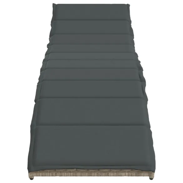 Șezlong cu Pernă - Gri Deschis - Poliratan Rezistent