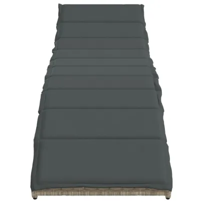 Șezlong cu Pernă - Gri Deschis - Poliratan Rezistent