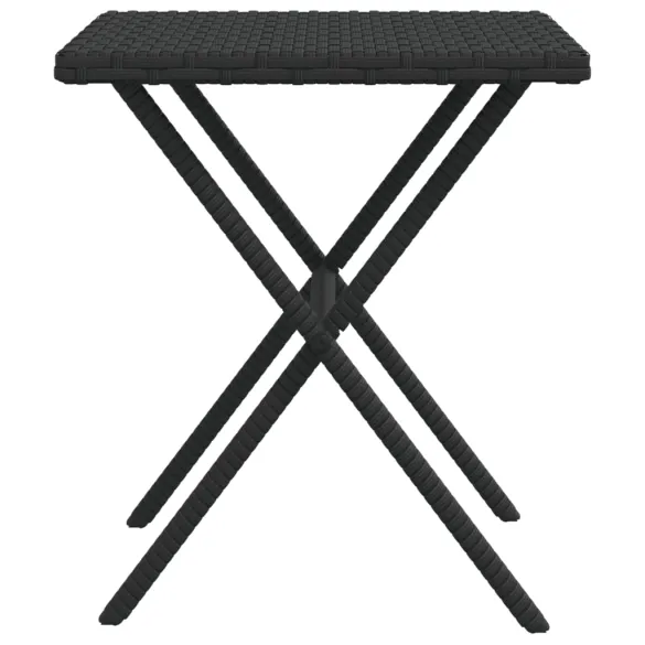 Șezlonguri cu Masă - Set 2 Buc - Negru - Poliratan