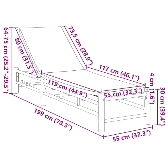 Șezlong Bambus cu Perne - Comfort și Durabilitate