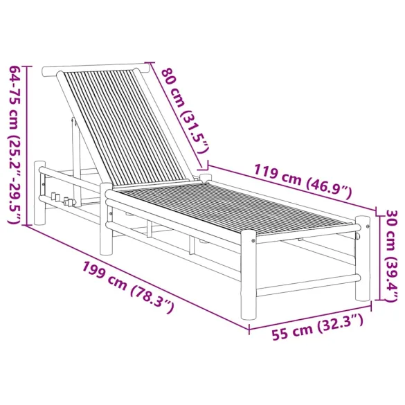 Sezlong Bambus 55x199 cm - Livrare Gratuită