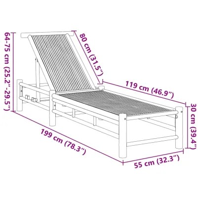 Sezlong Bambus 55x199 cm - Livrare Gratuită