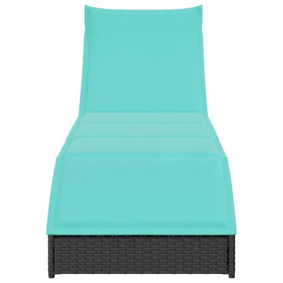 Șezlong Pliabil cu Depozitare | Polirattan Negru | Livrare Gratuită