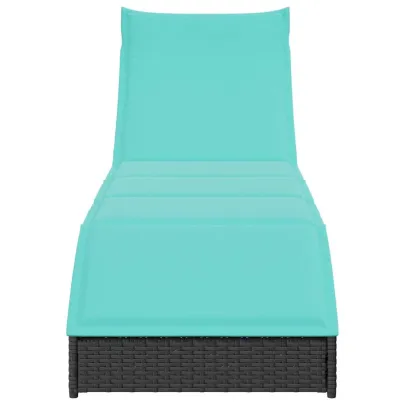 Șezlong Pliabil cu Depozitare | Polirattan Negru | Livrare Gratuită