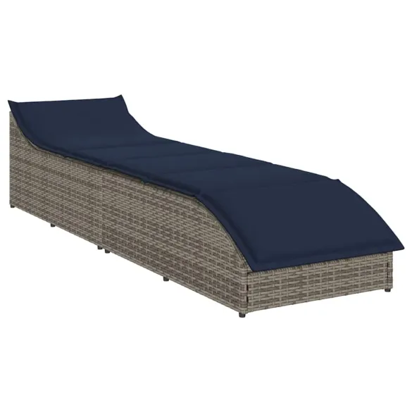 Sezlong Exterior Pliabil cu Depozitare | Polirattan Gri