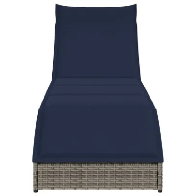 Sezlong Exterior Pliabil cu Depozitare | Polirattan Gri