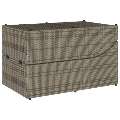 Sezlong Exterior Pliabil cu Depozitare | Polirattan Gri