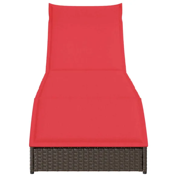 Sezlong Pliabil cu Depozitare | Polirattan Maro | Livrare Gratuită