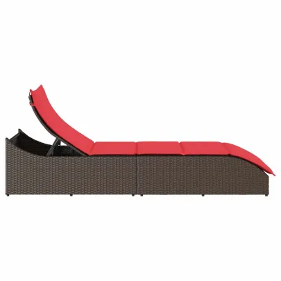 Sezlong Pliabil cu Depozitare | Polirattan Maro | Livrare Gratuită