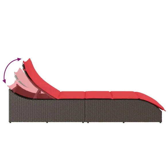 Sezlong Pliabil cu Depozitare | Polirattan Maro | Livrare Gratuită