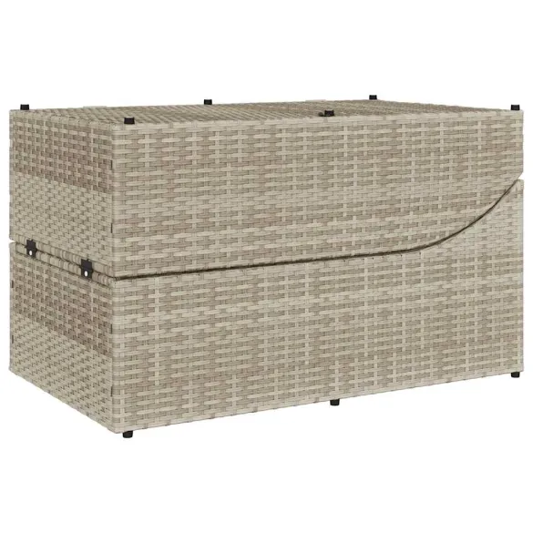 Şezlong Pliabil cu Depozitare - Poliratan Gri Deschis