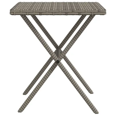 Șezlonguri cu Masă - Set 2 Bucăți - Poliratan Gri