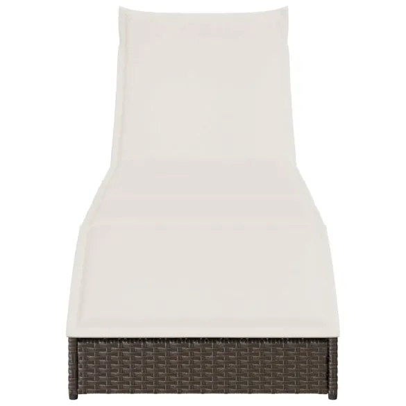 Sezlong Pliabil cu Depozitare | Polirattan Maro | Livrare Gratuită