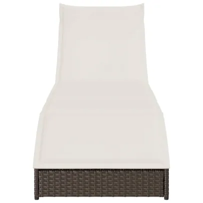 Sezlong Pliabil cu Depozitare | Polirattan Maro | Livrare Gratuită