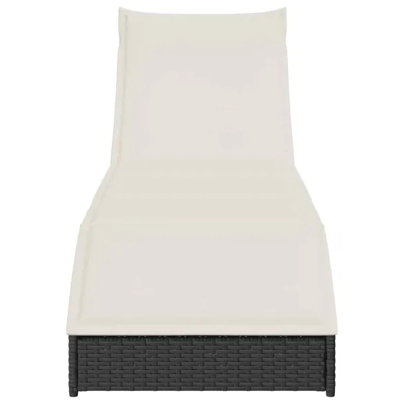 Șezlong Pliabil cu Depozitare și Pernă - Negru | Livrare Gratuită