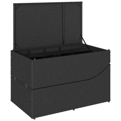 Șezlong Pliabil cu Depozitare și Pernă - Negru | Livrare Gratuită