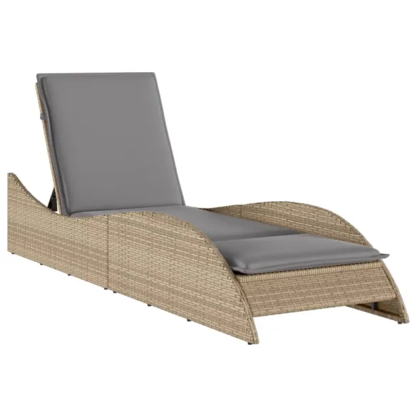 Șezlong Exterior cu Pernă - Bej, Poliratan Durabil - Livrare Gratuită Șezlong Exterior cu Pernă - Bej, Poliratan Durabil - Livrare Gratuită