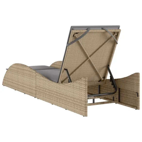 Șezlong Exterior cu Pernă - Bej, Poliratan Durabil - Livrare Gratuită Șezlong Exterior cu Pernă - Bej, Poliratan Durabil - Livrare Gratuită