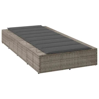 Sezlong cu Pernă Plutitoare din Polirattan Gri - Livrare Gratuită