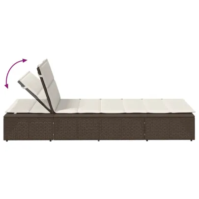 Sezlong cu Pernă Plutitoare Polirattan Maro - Livrare Gratuită