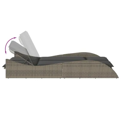 Șezlong Exterior cu Perne - Poliratan Gri, Livrare Gratuită