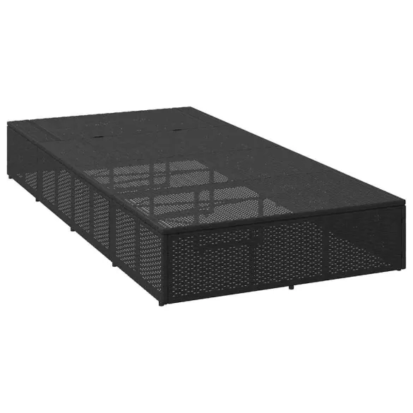 Sezlong Rattan Negru cu Pernă | Livrare Gratuită