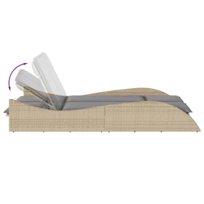 Șezlong Exterior cu Perne, Bej, Poliratan - Livrare Gratuită