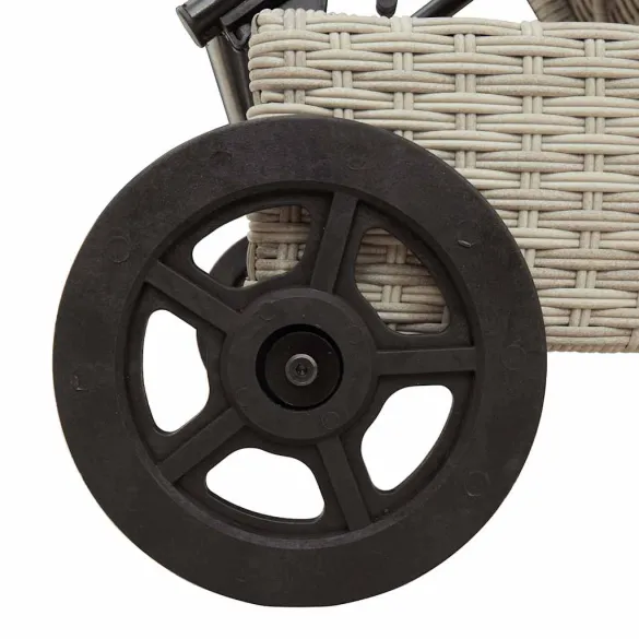 Șezlong cu Rati și Pernă - Poliratan Gri - Livrare Gratuită