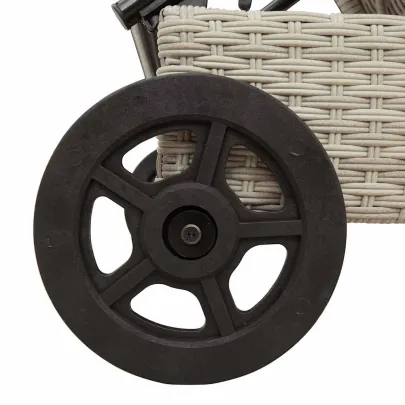 Șezlong cu Rati și Pernă - Poliratan Gri - Livrare Gratuită