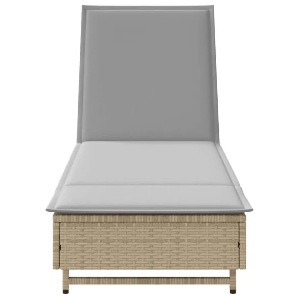Șezlong cu Roti si Perna Bej - Mobilier Gradina Comfortabil