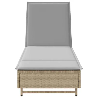 Șezlong cu Roti si Perna Bej - Mobilier Gradina Comfortabil