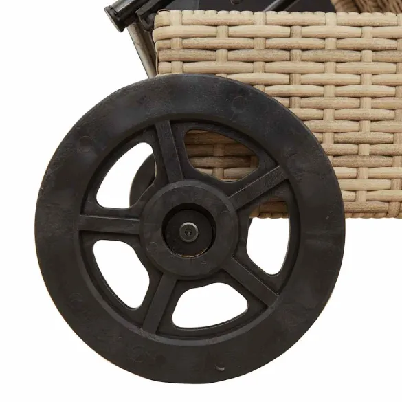 Șezlong cu Roti si Perna Bej - Mobilier Gradina Comfortabil