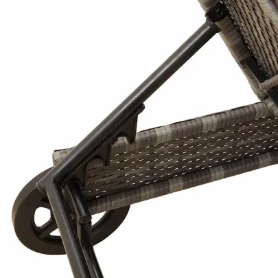 Șezlong cu Rati și Pernă - Gri - Poliratan | Livrare Gratuită