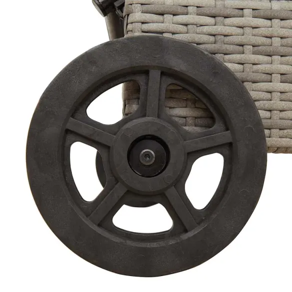 Șezlong cu Rati și Pernă - Gri - Poliratan | Livrare Gratuită