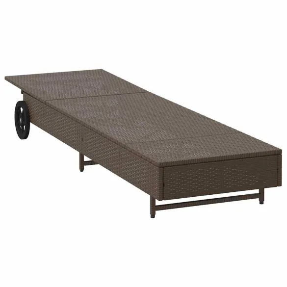 Șezlong cu roți și pernă - Poliratan - Livrare gratuită