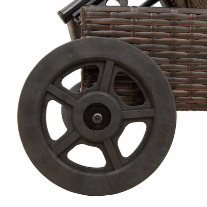 Șezlong cu roți și pernă - Poliratan - Livrare gratuită