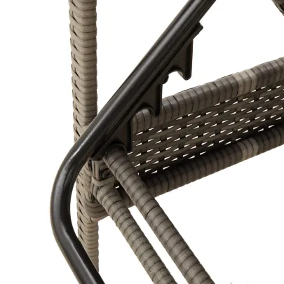 Șezlong cu Pernă Gri - Poliratan Rezistent la UV