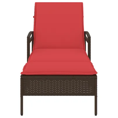 Șezlong cu Pernă Maro pentru Grădină - Poliratan Durabil