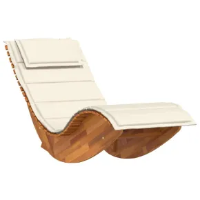 Șezlong Balansoar Lemn Acacia cu Pernă - Livrare Gratuită 2
