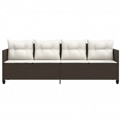 Șezlong Exterior cu Pernă - Maro Poliratan - Livrare Gratuită