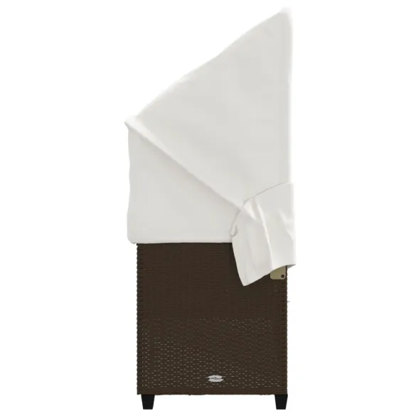 Șezlong cu Baldachin și Perne - Maro - Poliratan - Livrare Gratuită