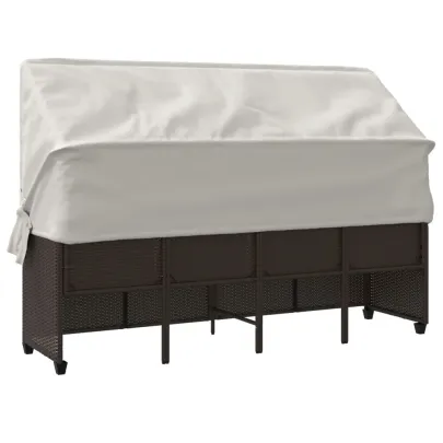 Șezlong cu Baldachin și Perne - Maro - Poliratan - Livrare Gratuită