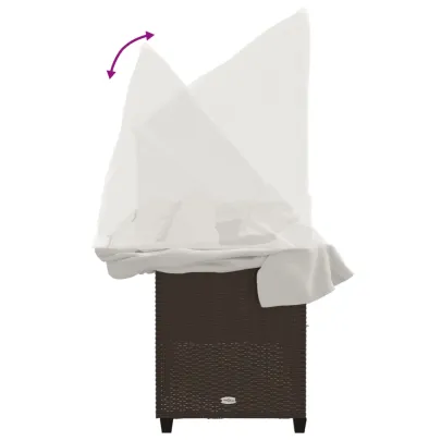 Șezlong cu Baldachin și Perne - Maro - Poliratan - Livrare Gratuită