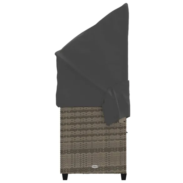 Șezlong cu Baldachin Gri - Poliratan Rezistent | Comandă Acum